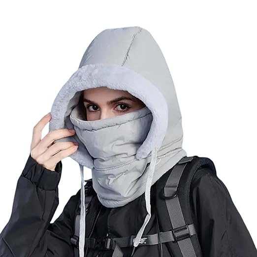 Woman Fleece | Winter Hooded Scarf | Fleece Lined Hooded Mask | Thermal Balaclava for Women and Men | Insulated Face Mask for Winter | Winter Hat | Ski Mask with Hood