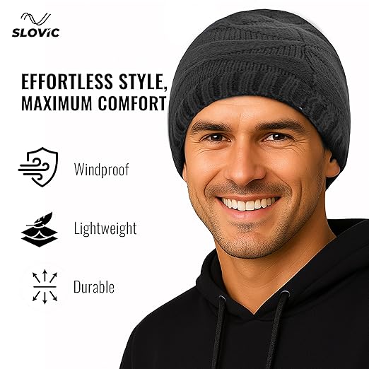 SLOVIC Winter Cap for Men & Women | Rollover Winter Wear for Men | Thermal Wear Winter Cap for Women | Breathable, Lightweight & Windproof Winter Caps for Women