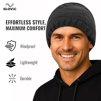 SLOVIC Winter Cap for Men & Women | Rollover Winter Wear for Men | Thermal Wear Winter Cap for Women | Breathable, Lightweight & Windproof Winter Caps for Women