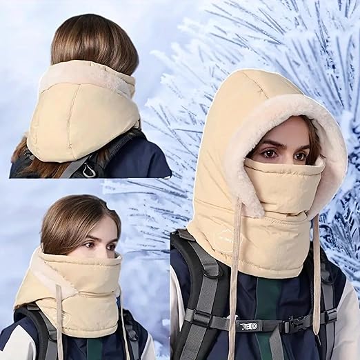 Woman Fleece | Winter Hooded Scarf | Fleece Lined Hooded Mask | Thermal Balaclava for Women and Men | Insulated Face Mask for Winter | Winter Hat | Ski Mask with Hood